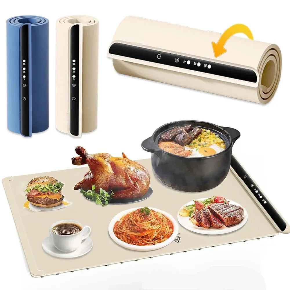 Bandeja calientaplatos eléctrica plegable silicona