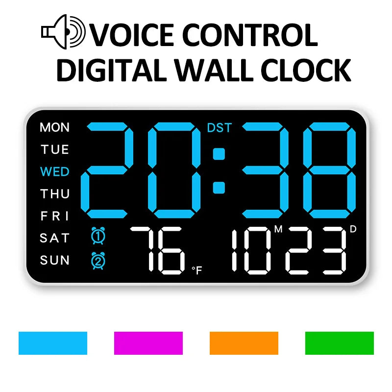 Reloj de pared digital con fecha y temperatura