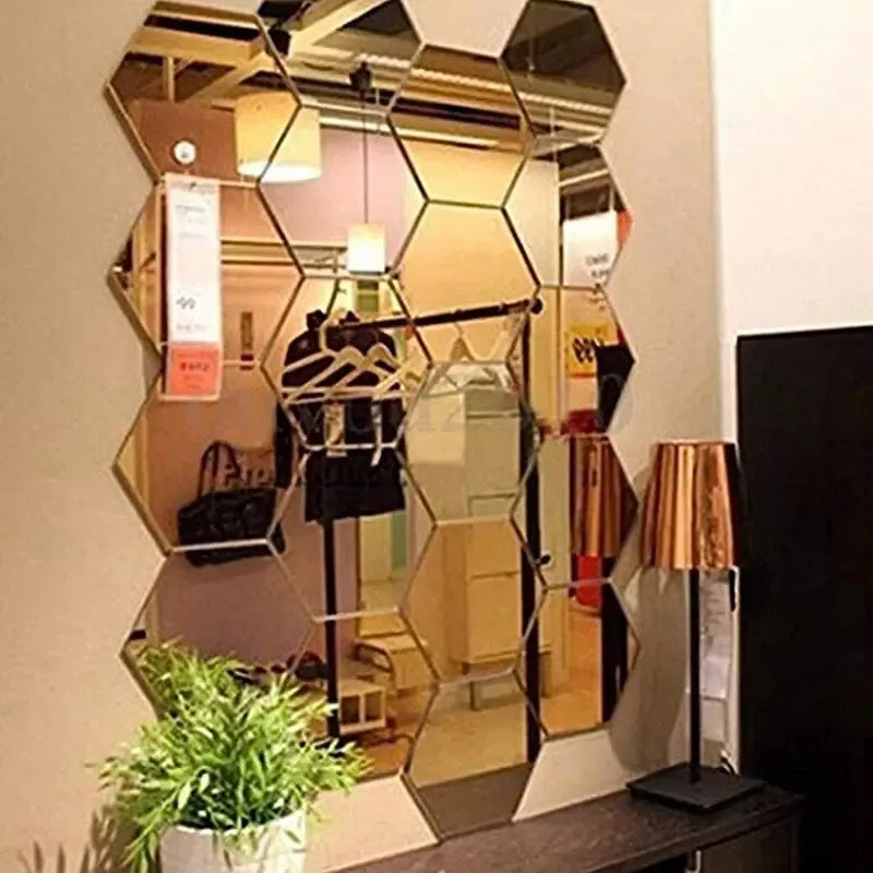 Espejos hexagonales adhesivos para pared