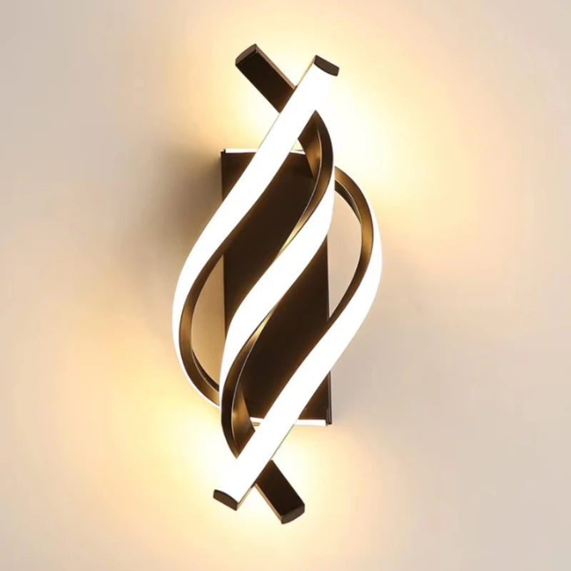 Aplique LED espiral curvada dormitorio/pasillo