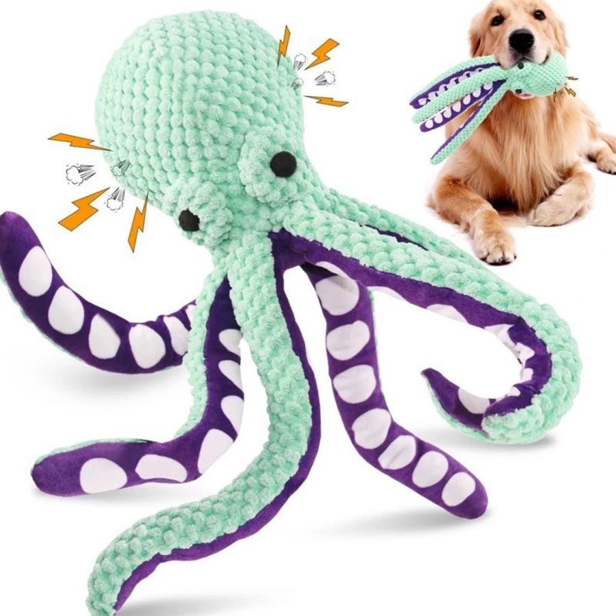 Pulpo de peluche interactivo con sonido para perros