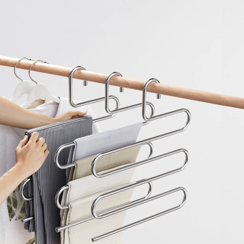 Perchero de acero de 5 niveles para pantalones