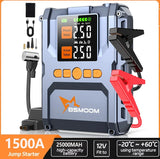 Arrancador de coche 1500A + compresor 150PSI powerbank 25000mAh