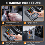 Arrancador de coche 1500A + compresor 150PSI powerbank 25000mAh