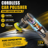 Mini pulidora de coche inalámbrica 12V con kit de almohadillas