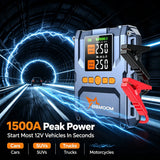 Arrancador de coche 1500A + compresor 150PSI powerbank 25000mAh