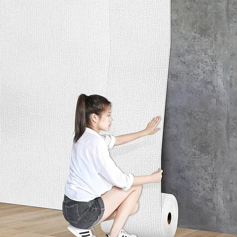 Papel pintado autoadhesivo 3D efecto lino (10 m)