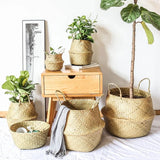 Cesta colgante de fibra natural para plantas