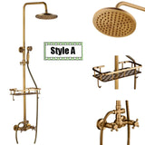 Conjunto ducha latón envejecido 8" doble mando