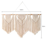 Large Macrame Wall Hanging Tapestry  with  Wooden Stick Hand-Woven Bohemia Tassel Curtain Tapestry  Wedding Backgrou Boho Decor