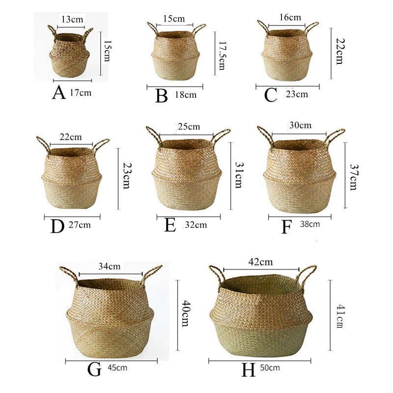 Cesta colgante de fibra natural para plantas