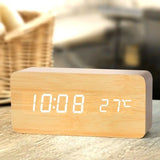 Despertador digital de madera con LED