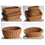 Hardness Rattan Wicker Woven Serving Baskets Household 10 Styles Bread Fruit Vegetables Basket Handwoven