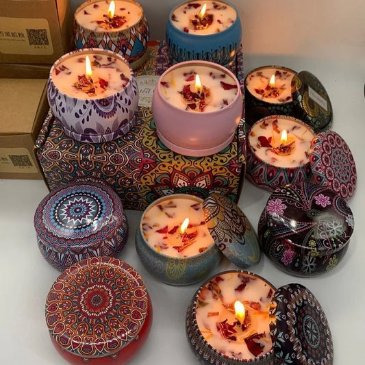 Vela aromática de soja en lata vintage