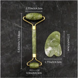 Set de jade natural: rodillo facial y gua sha