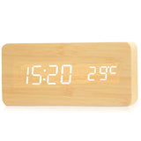 Despertador digital de madera con LED