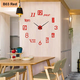 Reloj de pared 3D de números adhesivos 90-120 cm