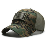Gorra de béisbol con malla trasera y bandera