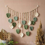 120x75cm Bohemian Wall Hanging Leaves Tassels Tapestry Panel Macrame Green Leaf Chic Home Decor Ornaments bedroom Christmas Gift