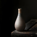 Retro rough pottery mini flower vase, ceramic tabletop small vase, indoor hydroponic ornament decoration