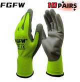 10 pares de guantes de trabajo con recubrimiento de PU