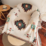 Manta de sofá boho con flecos
