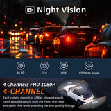 Dashcam 360° 4 cámaras con pantalla IPS