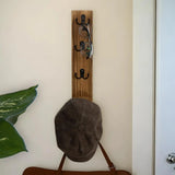 Estante llavero de pared madera con 5 ganchos