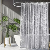 Cortina de ducha transparente efecto canto rodado