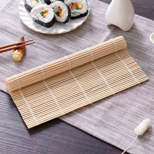 Esterilla de sushi de bambú con acabado blanco