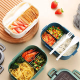 Fiambrera bento de 2 pisos 1,2 L con cubiertos