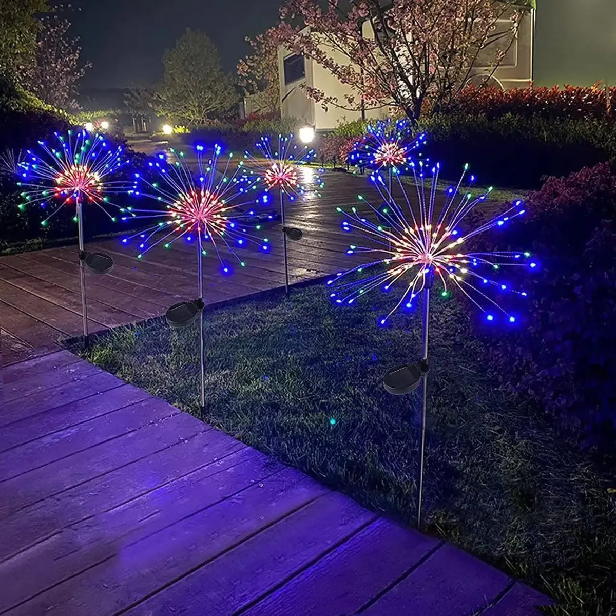 Luz solar de jardín efecto fuegos artificiales