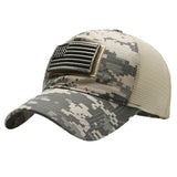 Gorra de béisbol con malla trasera y bandera