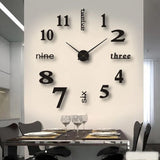 Reloj de pared 3D de números adhesivos 90-120 cm