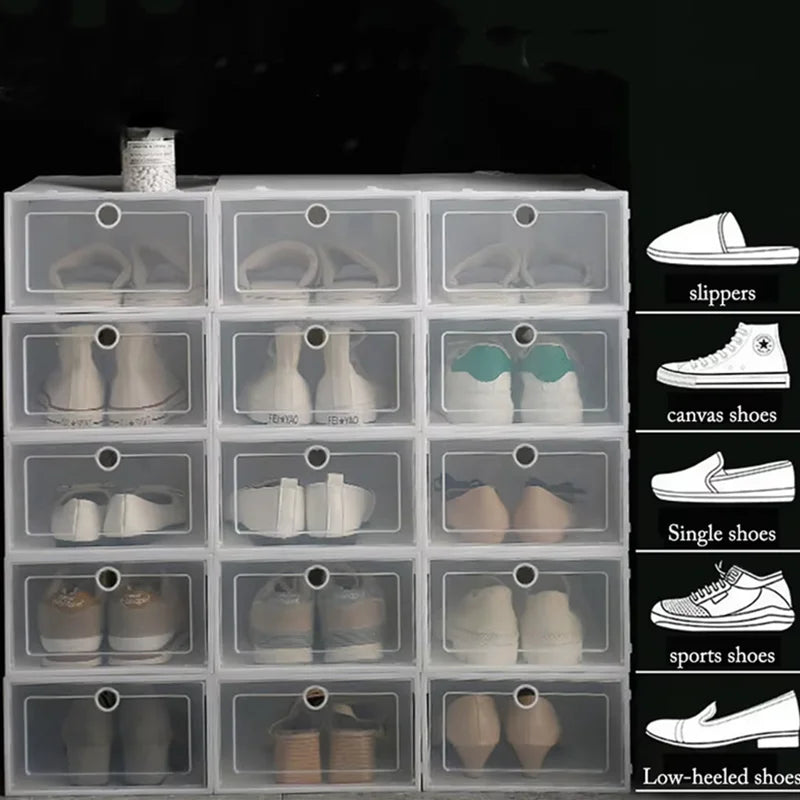 6 cajas de zapatos transparentes apilables
