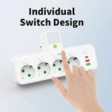 Enchufe de pared con 4 tomas y USB
