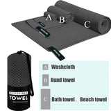 3PCS Quick Dry Beach Towel, Microfiber Travel Towel 3 Size in 1 Pack,Fast Drying Towel Set for Camping, Beach, Gym, Sports, Yoga