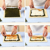 Esterilla de sushi de bambú con acabado blanco