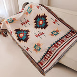 Manta de sofá boho con flecos