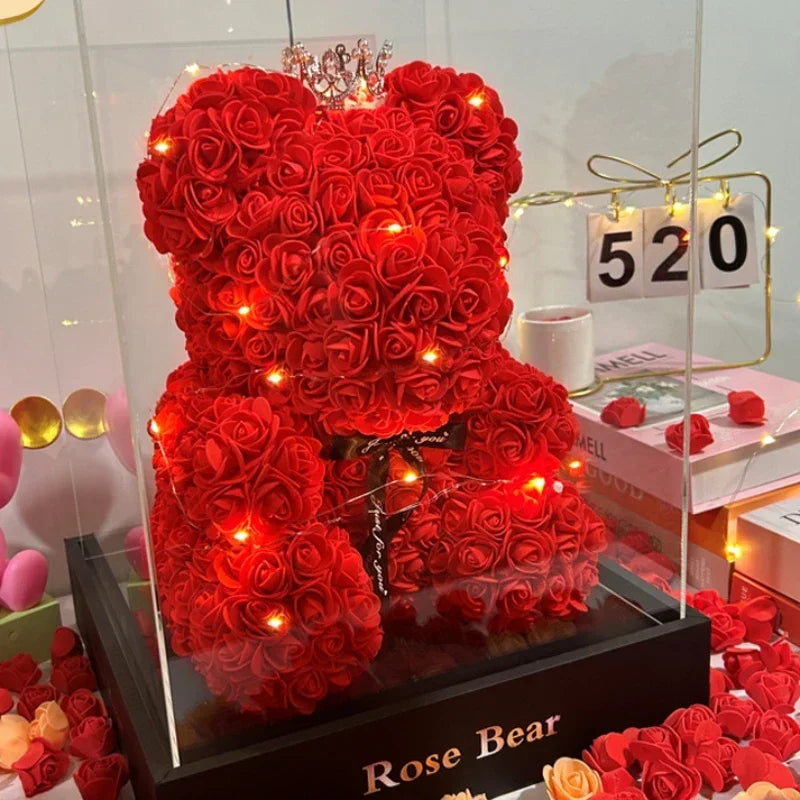 Oso de rosas artificiales — regalo para ocasiones especiales