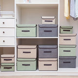 Caja de almacenaje plegable de tela con tapa