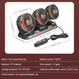Ventilador de coche 360° 3 cabezales USB/12V/24V