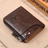 Cartera de piel con tarjetero y cremallera