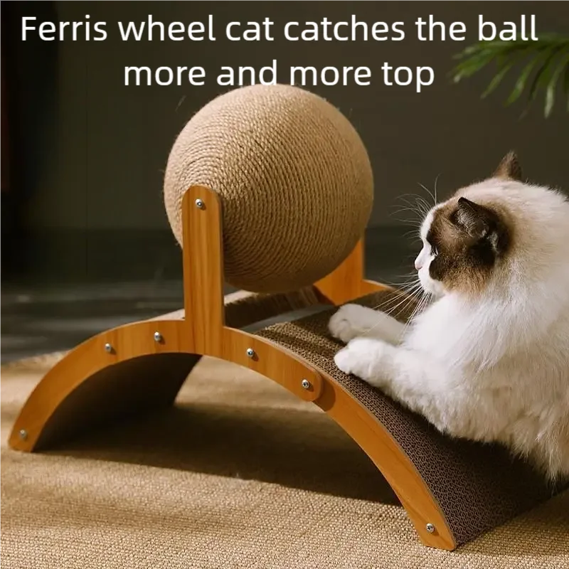 Rascador 2 en 1 para gatos con bola de sisal
