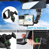 Soporte de móvil para espejo retrovisor 360°