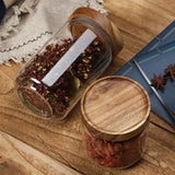 Tarro hermético de cristal con tapa de madera