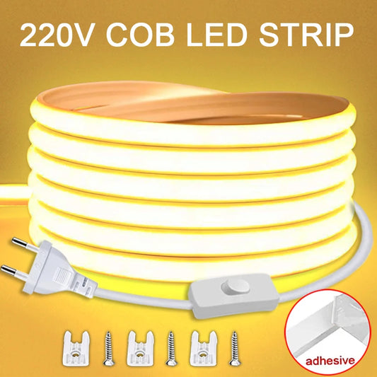 Tira LED COB 220V con interruptor