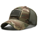 Gorra de béisbol con malla trasera y bandera