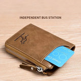 Cartera de piel con tarjetero y cremallera