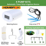 HOMEFISH Automatic Plant Flower Watering Pump Home Sprinkler Drip Irrigation Device 4/8/16 Heads Timer System Kit Garden Tool